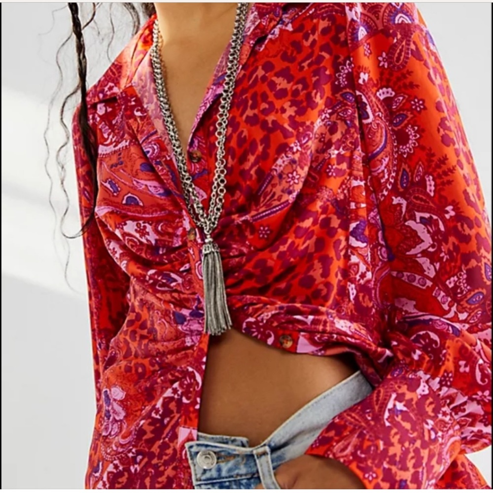 NWOT Free People Bianca Printed Blouse size S